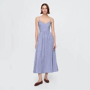 GAP Checkered Blue Midi Dress